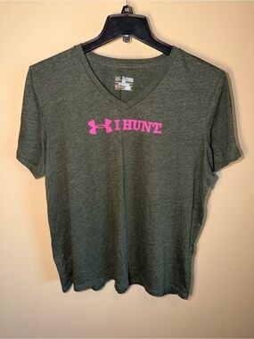 Under Armour Women’s Loose Heatgear “I Hunt” Green T-Shirt